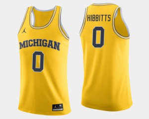 For Men #0 Brent Hibbitts Michigan Jersey College Basketball Maize 236220-915