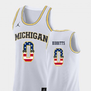College Basketball White For Men's #0 Brent Hibbitts Michigan Jersey USA Flag 904876-312