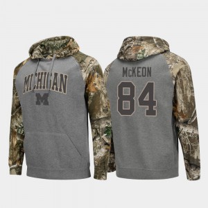 Sean McKeon Michigan Hoodie Men's Charcoal #84 Raglan College Football Realtree Camo 865876-978
