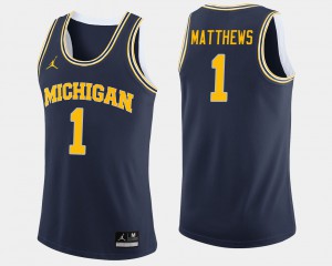 #1 Charles Matthews Michigan Jersey Navy College Basketball For Men's 945268-400