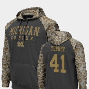 #41 Colosseum Football For Men's United We Stand Charcoal Christian Turner Michigan Hoodie 487267-608
