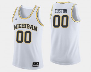 For Men's College Basketball Michigan Customized Jerseys #00 White 234576-684