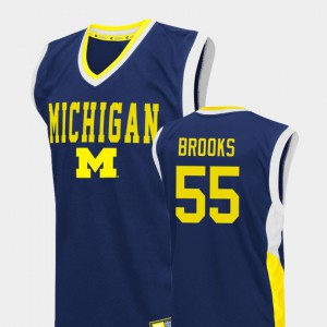 #55 College Basketball Eli Brooks Michigan Jersey Mens Fadeaway Blue 487570-562