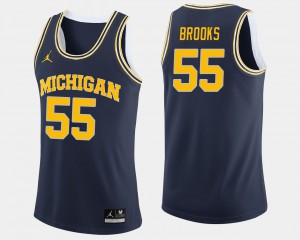 #55 Eli Brooks Michigan Jersey For Men College Basketball Navy 567672-478