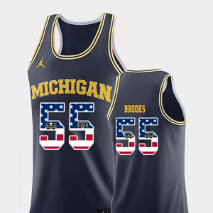 Eli Brooks Michigan Jersey Navy #55 College Basketball Men's USA Flag 177786-318