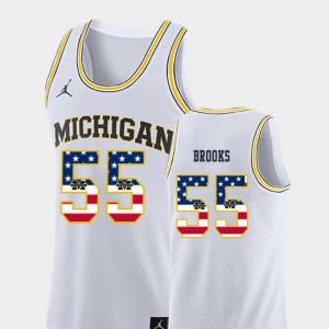 USA Flag White Men's Eli Brooks Michigan Jersey College Basketball #55 527985-167