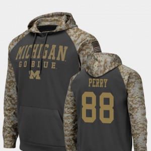 For Men's #88 Grant Perry Michigan Hoodie United We Stand Colosseum Football Charcoal 466277-900