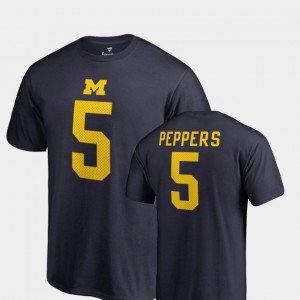 College Legends #5 For Men Jabrill Peppers Michigan T-Shirt Navy Name & Number 876698-555