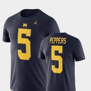 #5 Navy Jabrill Peppers Michigan T-Shirt Jordan Football Performance For Men 766170-993