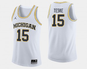 Jon Teske Michigan Jersey #15 College Basketball Mens White 620429-388