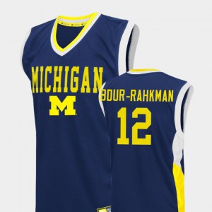 Fadeaway For Men's #12 Muhammad-Ali Abdur-Rahkman Michigan Jersey Blue College Basketball 341901-459