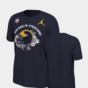Michigan T-Shirt For Men's 2018 Peach Bowl Bound Navy Helmet 144878-366