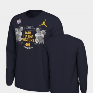 Men's Michigan T-Shirt Verbiage Long Sleeve Navy 2018 Peach Bowl Bound 673609-750