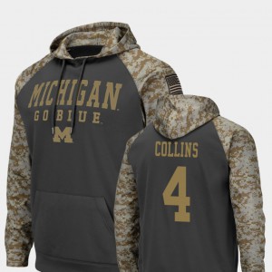 Colosseum Football Charcoal United We Stand Nico Collins Michigan Hoodie #4 Mens 923771-286