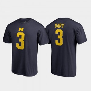 Rashan Gary Michigan T-Shirt Navy #3 For Men's College Legends Name & Number 467965-534