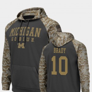 #10 Tom Brady Michigan Hoodie For Men Charcoal Colosseum Football United We Stand 187352-631