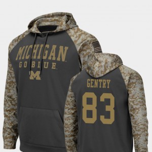 Mens Colosseum Football United We Stand #83 Zach Gentry Michigan Hoodie Charcoal 958139-940