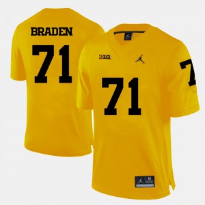 College Football Men #71 Ben Braden Michigan Jersey Yellow 954460-182