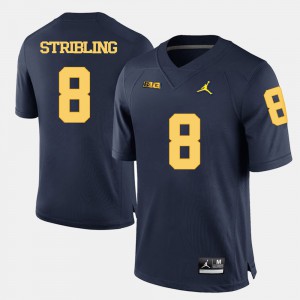 Navy Blue Channing Stribling Michigan Jersey College Football For Men #8 807717-121