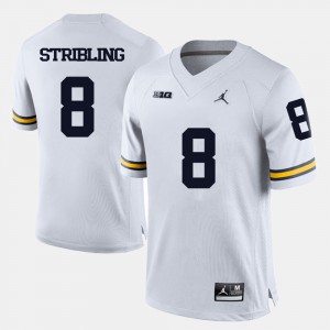Channing Stribling Michigan Jersey White For Men #8 College Football 862483-500