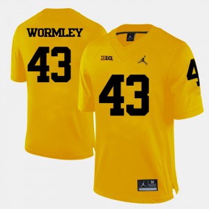 College Football Chris Wormley Michigan Jersey #43 For Men's Yellow 177078-874