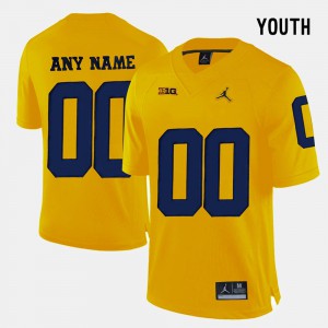 College Limited Football #00 Michigan Custom Jerseys Youth Yellow 313537-960