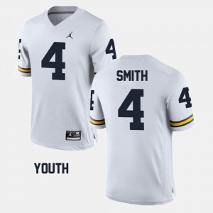 De'Veon Smith Michigan Jersey #4 College Football White Youth(Kids) 890010-587
