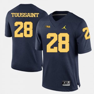 College Football Fitzgerald Toussaint Michigan Jersey #28 For Men Navy Blue 232203-581