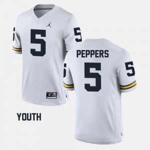 Jabrill Peppers Michigan Jersey Alumni Football Game White For Kids #5 888557-796