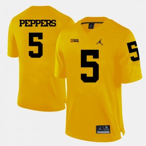 Yellow Jabrill Peppers Michigan Jersey For Men's College Football #5 502854-580
