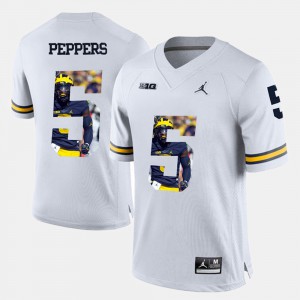 Player Pictorial White Jabrill Peppers Michigan Jersey #5 For Men's 928283-562