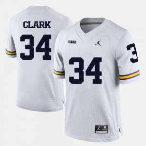 White For Men Jeremy Clark Michigan Jersey #34 College Football 920576-185