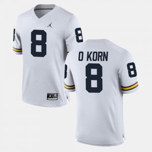 Men John O'Korn Michigan Jersey #8 White Alumni Football Game 546384-371