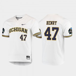 Tommy Henry Michigan Jersey For Men's White 2019 NCAA Baseball College World Series #47 640601-285