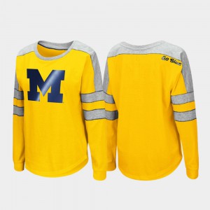 Maize Long Sleeve Michigan T-Shirt Trey Dolman Ladies 379556-720