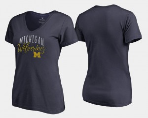 For Women's Graceful Michigan T-Shirt V-Neck Navy 465118-434