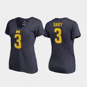 Navy College Legends V-Neck Name & Number Rashan Gary Michigan T-Shirt #3 For Women's 937316-203