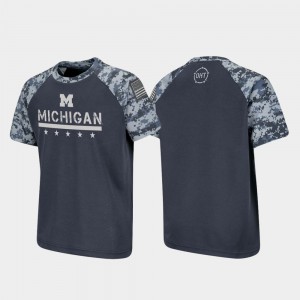 Youth(Kids) Raglan Digital Camo Charcoal OHT Military Appreciation Michigan T-Shirt 892850-874