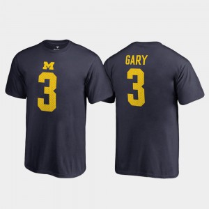 Rashan Gary Michigan T-Shirt For Kids #3 Name & Number Navy College Legends 342824-632